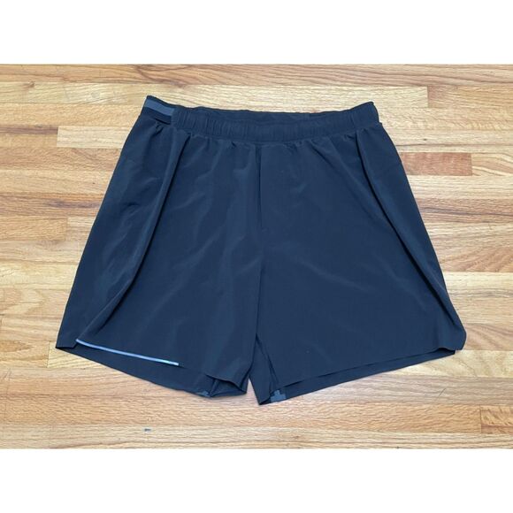Lululemon Men's Shorts Athletic Running Elastic Waist Flat Front Stretch L Black - Picture 1 of 8